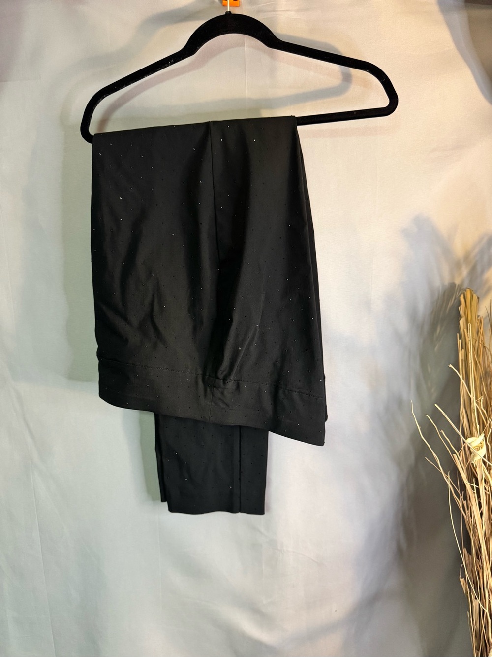 INC International Concepts Black Straight-Leg Pants with Subtle Sparkle